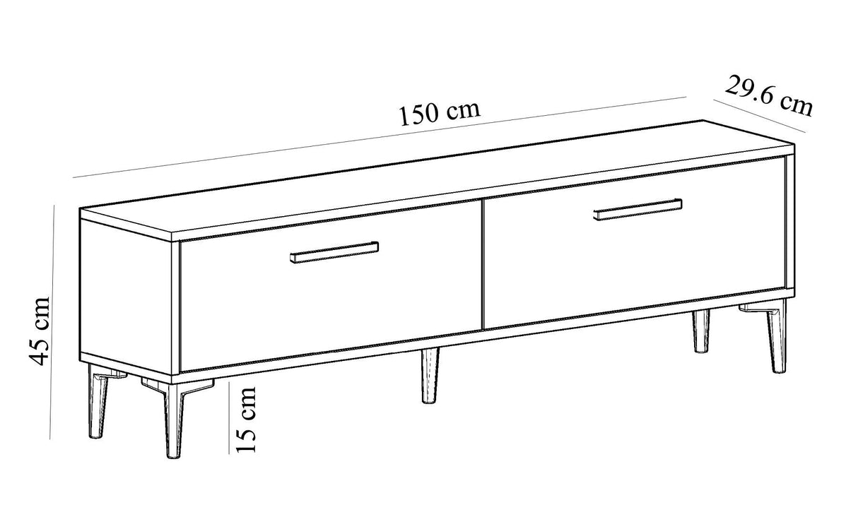Comodă TV Inel, Diverse culori, 150x30x45 cm - Sapphire - Alb | SKU: 475OLV1421 | Comodă TV Inel, 150x30x45 cm, varianta Sapphire - Alb, produs pentru amenajarea locuinței, disponibil online în România la CasaMob