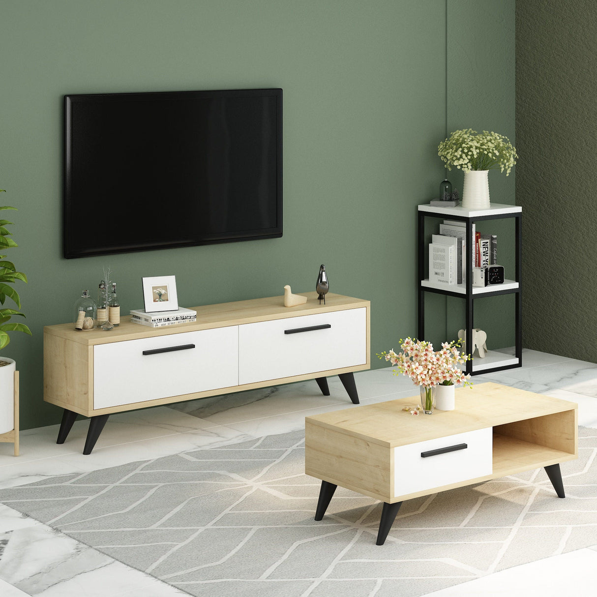 Comodă TV Melisa, Diverse culori, 120x30x45 cm - Sapphire - Alb | SKU: 475OLV1426 | Comodă TV Melisa, 120x30x45 cm, varianta Sapphire - Alb, produs pentru amenajarea locuinței, disponibil online în România la CasaMob