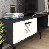 Comodă TV Asimo, Diverse culori, 150x30x45 cm - Antracit - Alb | SKU: 475OLV1428 | Comodă TV Asimo, 150x30x45 cm, varianta Antracit - Alb, produs pentru amenajarea locuinței, disponibil online în România la CasaMob