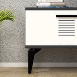 Comodă TV Asimo, Diverse culori, 150x30x45 cm - Antracit - Alb | SKU: 475OLV1428 | Comodă TV Asimo, 150x30x45 cm, varianta Antracit - Alb, produs pentru amenajarea locuinței, disponibil online în România la CasaMob