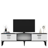Comodă TV Asimo, Diverse culori, 150x30x45 cm - Antracit - Alb | SKU: 475OLV1428 | Comodă TV Asimo, 150x30x45 cm, varianta Antracit - Alb, produs pentru amenajarea locuinței, disponibil online în România la CasaMob