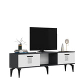 Comodă TV Asimo, Diverse culori, 150x30x45 cm - Antracit - Alb | SKU: 475OLV1428 | Comodă TV Asimo, 150x30x45 cm, varianta Antracit - Alb, produs pentru amenajarea locuinței, disponibil online în România la CasaMob