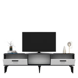 Comodă TV Asimo, Diverse culori, 150x30x45 cm - Antracit - Alb | SKU: 475OLV1428 | Comodă TV Asimo, 150x30x45 cm, varianta Antracit - Alb, produs pentru amenajarea locuinței, disponibil online în România la CasaMob