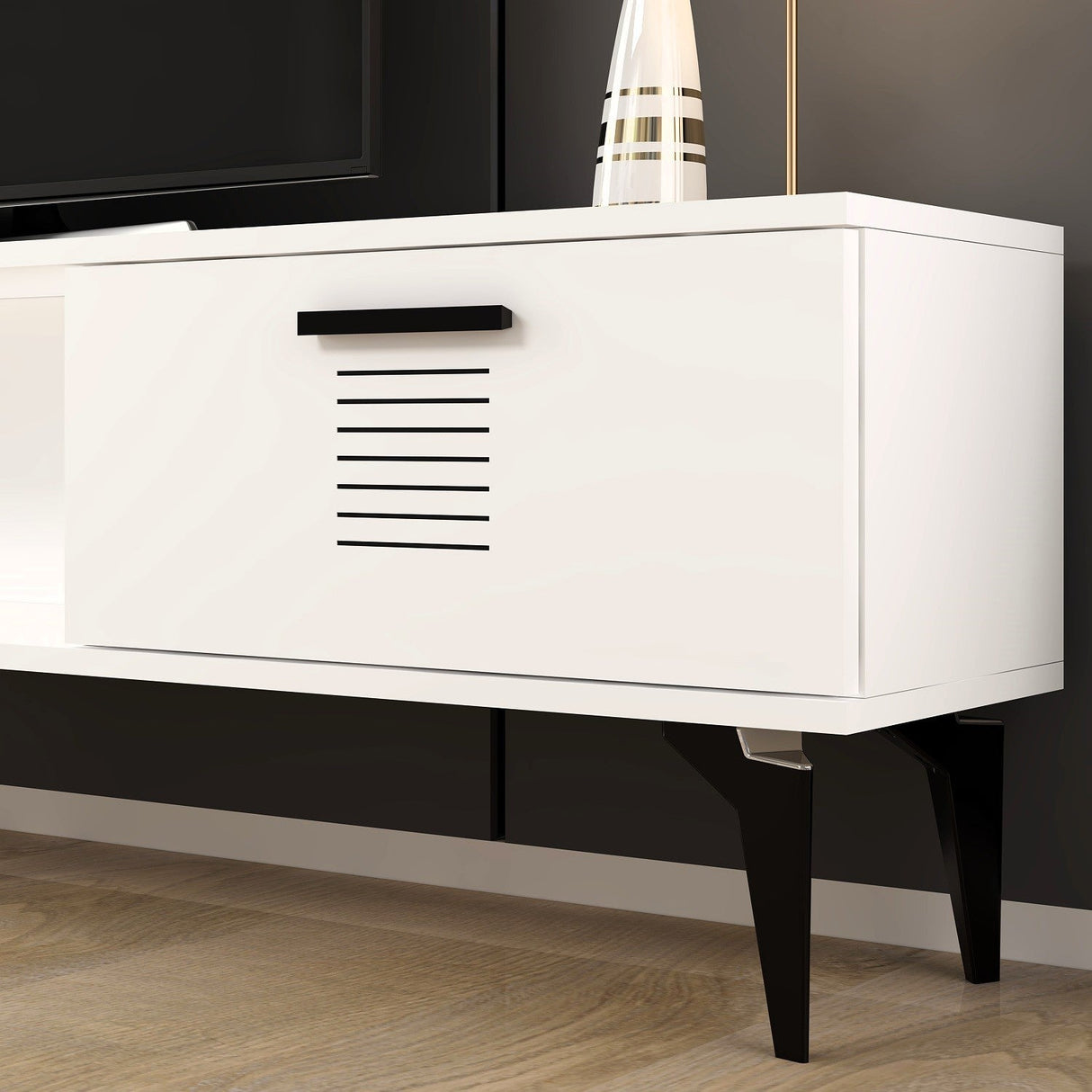 Comodă TV Asimo, Diverse culori, 150x30x45 cm - Alb | SKU: 475OLV1429 | Comodă TV Asimo, 150x30x45 cm, varianta Alb, produs pentru amenajarea locuinței, disponibil online în România la CasaMob