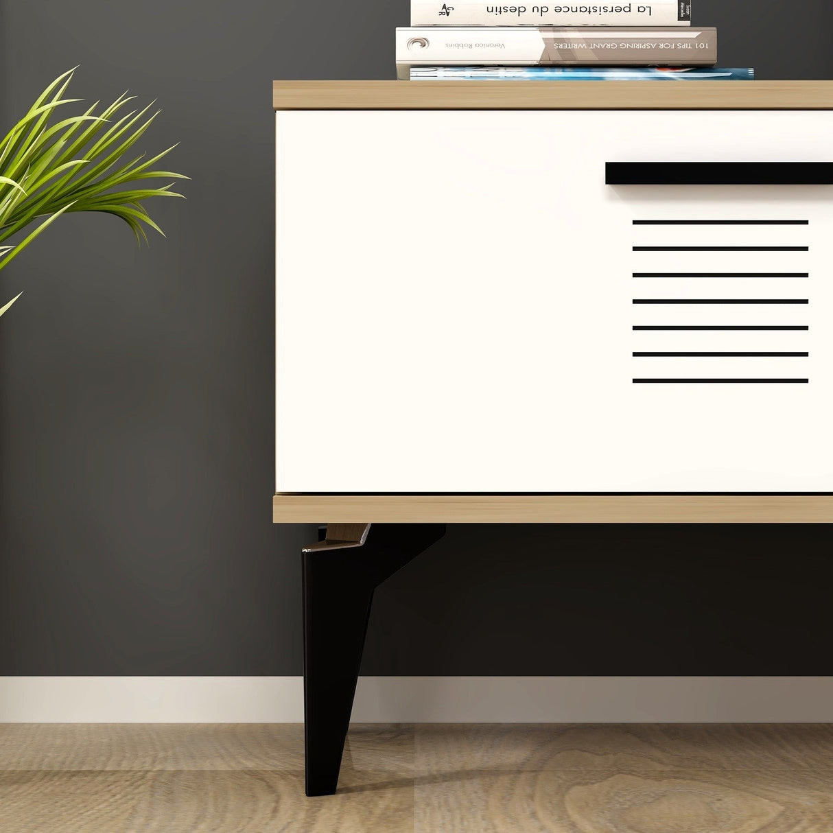 Comodă TV Asimo, Diverse culori, 150x30x45 cm - Stejar safir - Alb | SKU: 475OLV1430 | Comodă TV Asimo, 150x30x45 cm, varianta Stejar safir - Alb, produs pentru amenajarea locuinței, disponibil online în România la CasaMob