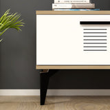 Comodă TV Asimo, Diverse culori, 150x30x45 cm - Stejar safir - Alb | SKU: 475OLV1430 | Comodă TV Asimo, 150x30x45 cm, varianta Stejar safir - Alb, produs pentru amenajarea locuinței, disponibil online în România la CasaMob