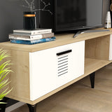 Comodă TV Asimo, Diverse culori, 150x30x45 cm - Stejar safir - Alb | SKU: 475OLV1430 | Comodă TV Asimo, 150x30x45 cm, varianta Stejar safir - Alb, produs pentru amenajarea locuinței, disponibil online în România la CasaMob