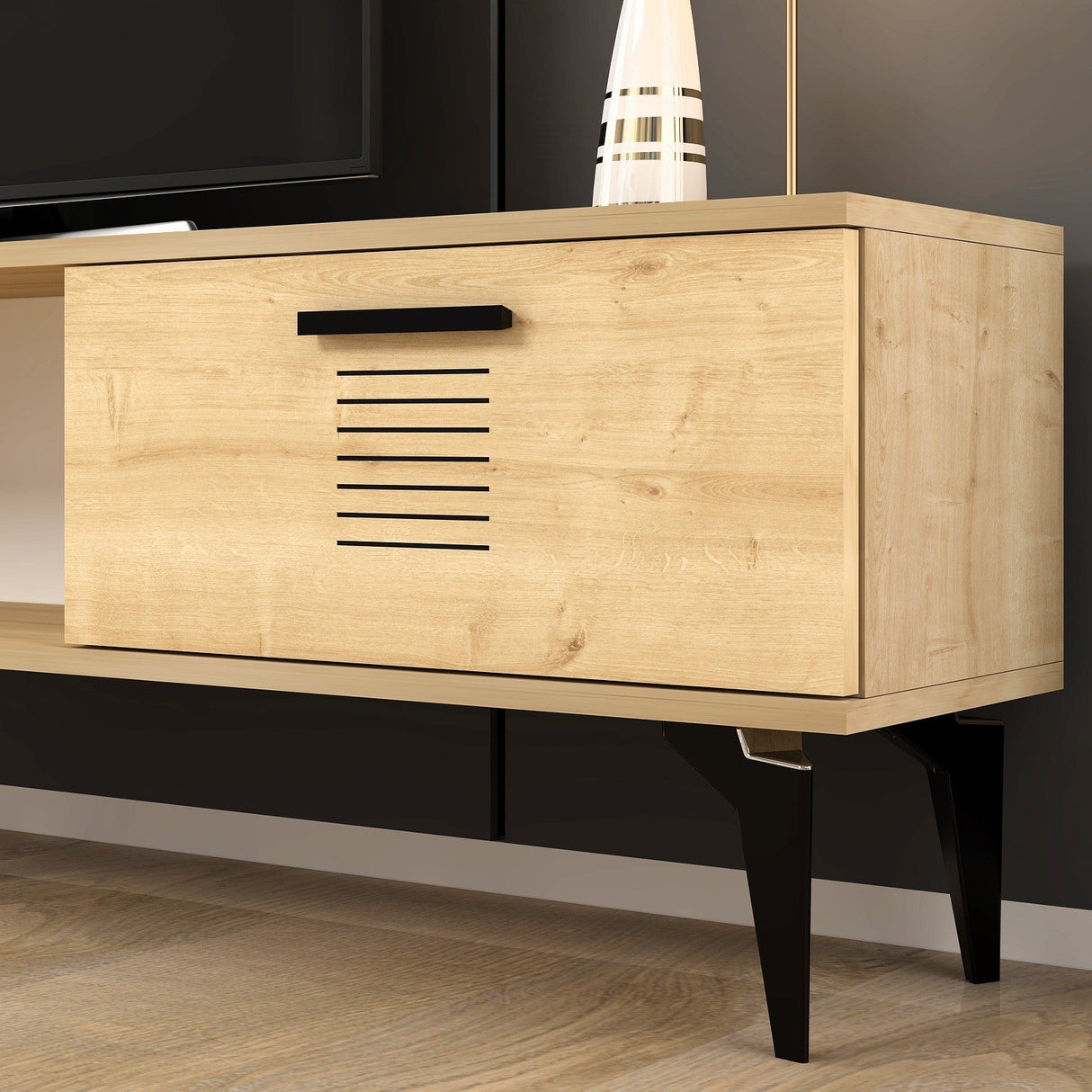 Comodă TV Asimo, Diverse culori, 150x30x45 cm - Stejar safir | SKU: 475OLV1431 | Comodă TV Asimo, 150x30x45 cm, varianta Stejar safir, produs pentru amenajarea locuinței, disponibil online în România la CasaMob