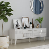 Comodă TV Moda, Diverse culori, 150x35x53 cm - Alb - Argintiu | SKU: 475OLV1434 | Comodă TV Moda, 150x35x53 cm, varianta Alb - Argintiu, produs pentru amenajarea locuinței, disponibil online în România la CasaMob