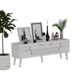Comodă TV Moda, Diverse culori, 150x35x53 cm - Alb - Argintiu | SKU: 475OLV1434 | Comodă TV Moda, 150x35x53 cm, varianta Alb - Argintiu, produs pentru amenajarea locuinței, disponibil online în România la CasaMob