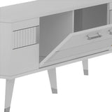 Comodă TV Moda, Diverse culori, 150x35x53 cm - Alb - Argintiu | SKU: 475OLV1434 | Comodă TV Moda, 150x35x53 cm, varianta Alb - Argintiu, produs pentru amenajarea locuinței, disponibil online în România la CasaMob