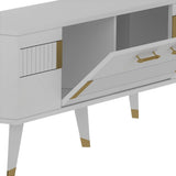Comodă TV Moda, Diverse culori, 150x35x53 cm - Alb - Auriu | SKU: 475OLV1435 | Comodă TV Moda, 150x35x53 cm, varianta Alb - Auriu, produs pentru amenajarea locuinței, disponibil online în România la CasaMob