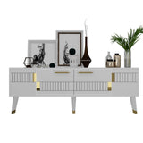 Comodă TV Moda, Diverse culori, 150x35x53 cm - Alb - Auriu | SKU: 475OLV1435 | Comodă TV Moda, 150x35x53 cm, varianta Alb - Auriu, produs pentru amenajarea locuinței, disponibil online în România la CasaMob