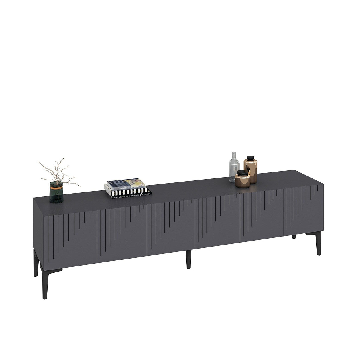 Comodă TV Artemis, Diverse culori, 180x37x45 cm - Antracit | SKU: 475OLV1461 | Comodă TV Artemis, 180x37x45 cm, varianta Antracit, produs pentru amenajarea locuinței, disponibil online în România la CasaMob