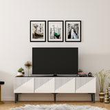 Comodă TV Draw - White, Black Marble, Alb - Negru, 154x37x45 cm