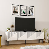 Comodă TV Draw - White, Black Marble, Alb - Negru, 154x37x45 cm