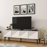 Comodă TV Draw - White, Black Marble, Alb - Negru, 154x37x45 cm