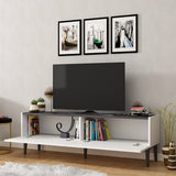 Comodă TV Draw - White, Black Marble, Alb - Negru, 154x37x45 cm