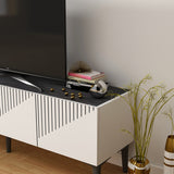 Comodă TV Draw - White, Black Marble, Alb - Negru, 154x37x45 cm