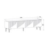 Comodă TV Draw - White, Black Marble, Alb - Negru, 154x37x45 cm