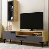 Comodă TV Zera, Diverse culori, 150x35x50 cm - Stejar safir - Antracit | SKU: 475OLV1466 | Comodă TV Zera, 150x35x50 cm, varianta Stejar safir - Antracit, produs pentru amenajarea locuinței, disponibil online în România la CasaMob