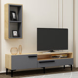 Comodă TV Zera, Diverse culori, 150x35x50 cm - Stejar safir - Antracit | SKU: 475OLV1466 | Comodă TV Zera, 150x35x50 cm, varianta Stejar safir - Antracit, produs pentru amenajarea locuinței, disponibil online în România la CasaMob