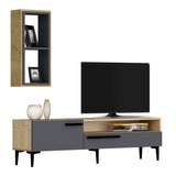 Comodă TV Zera, Diverse culori, 150x35x50 cm - Stejar safir - Antracit | SKU: 475OLV1466 | Comodă TV Zera, 150x35x50 cm, varianta Stejar safir - Antracit, produs pentru amenajarea locuinței, disponibil online în România la CasaMob