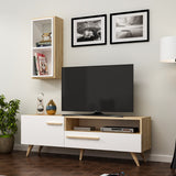 Comodă TV Zera, Diverse culori, 150x35x50 cm - Stejar safir - Alb | SKU: 475OLV1467 | Comodă TV Zera, 150x35x50 cm, varianta Stejar safir - Alb, produs pentru amenajarea locuinței, disponibil online în România la CasaMob