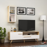 Comodă TV Zera, Diverse culori, 150x35x50 cm - Stejar safir - Alb | SKU: 475OLV1467 | Comodă TV Zera, 150x35x50 cm, varianta Stejar safir - Alb, produs pentru amenajarea locuinței, disponibil online în România la CasaMob