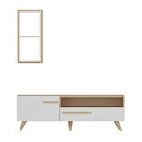 Comodă TV Zera, Diverse culori, 150x35x50 cm - Stejar safir - Alb | SKU: 475OLV1467 | Comodă TV Zera, 150x35x50 cm, varianta Stejar safir - Alb, produs pentru amenajarea locuinței, disponibil online în România la CasaMob