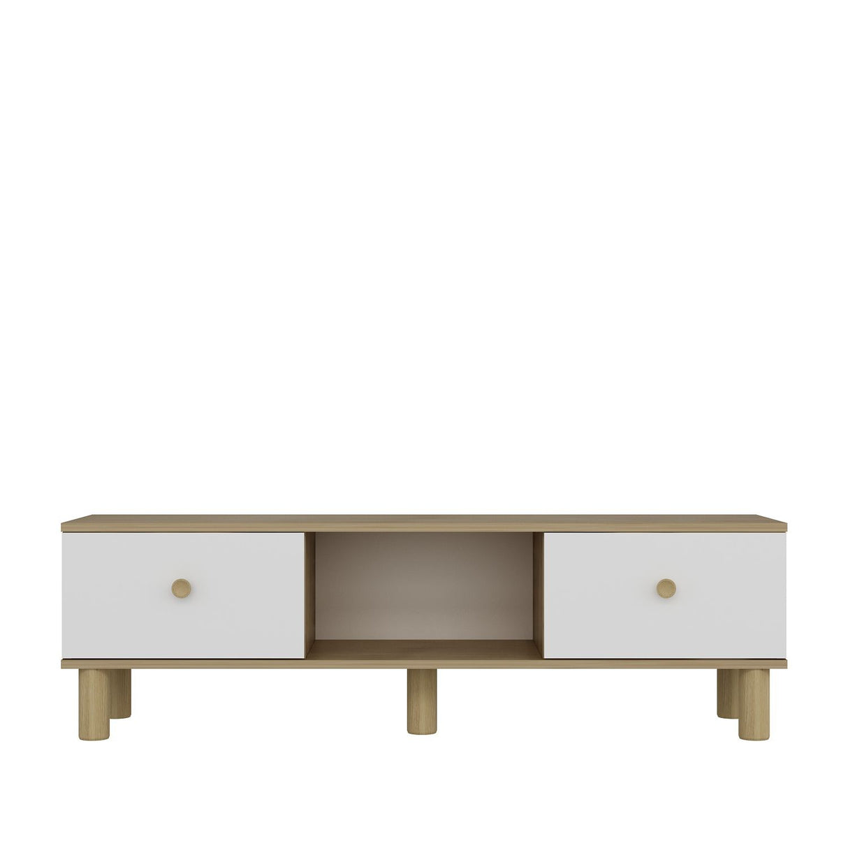 Comodă TV Mono, Diverse culori, 150x30x41 cm - Stejar safir - Alb | SKU: 475OLV1476 | Comodă TV Mono, 150x30x41 cm, varianta Stejar safir - Alb, produs pentru amenajarea locuinței, disponibil online în România la CasaMob