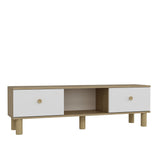 Comodă TV Mono, Diverse culori, 150x30x41 cm - Stejar safir - Alb | SKU: 475OLV1476 | Comodă TV Mono, 150x30x41 cm, varianta Stejar safir - Alb, produs pentru amenajarea locuinței, disponibil online în România la CasaMob