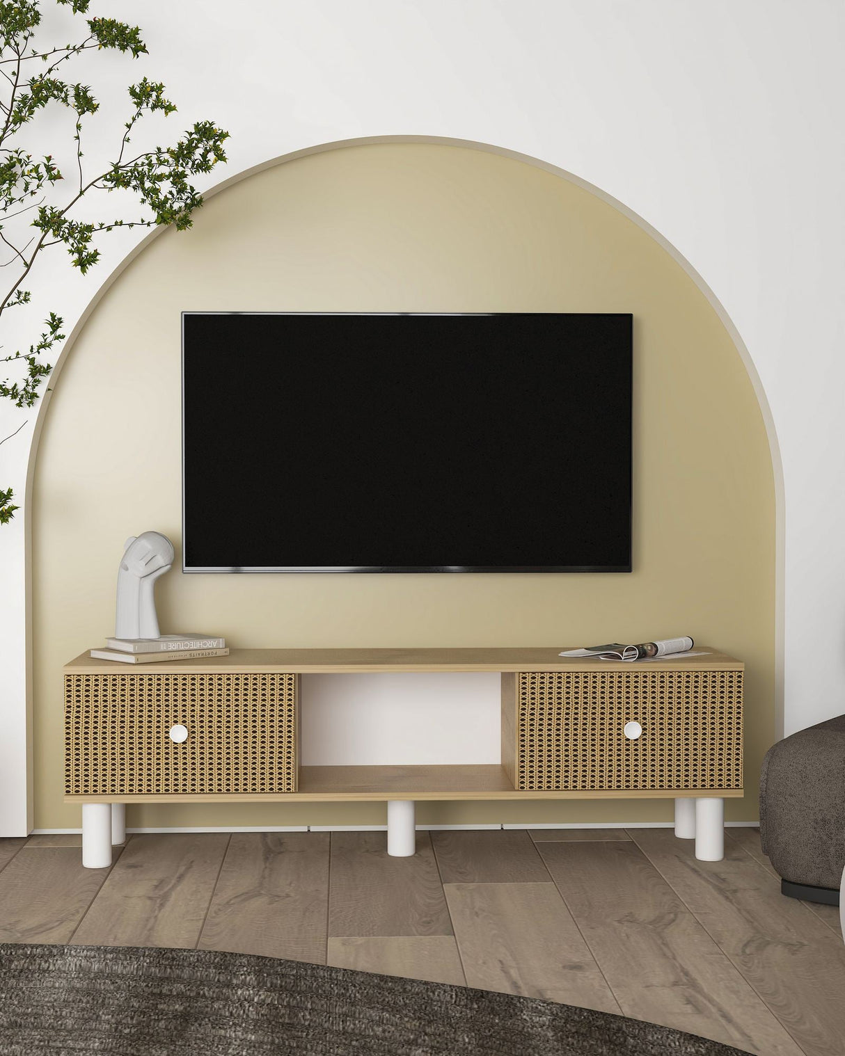 Comodă TV Mono, Diverse culori, 150x30x41 cm - Stejar safir - Hazeran | SKU: 475OLV1477 | Comodă TV Mono, 150x30x41 cm, varianta Stejar safir - Hazeran, produs pentru amenajarea locuinței, disponibil online în România la CasaMob