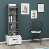 Bibliotecă Dawn, Diverse culori, 35x26x152 cm - Antracit - Alb | SKU: 475OLV2108 | Bibliotecă Dawn, 35x26x152 cm, varianta Antracit - Alb, produs pentru amenajarea locuinței, disponibil online în România la CasaMob