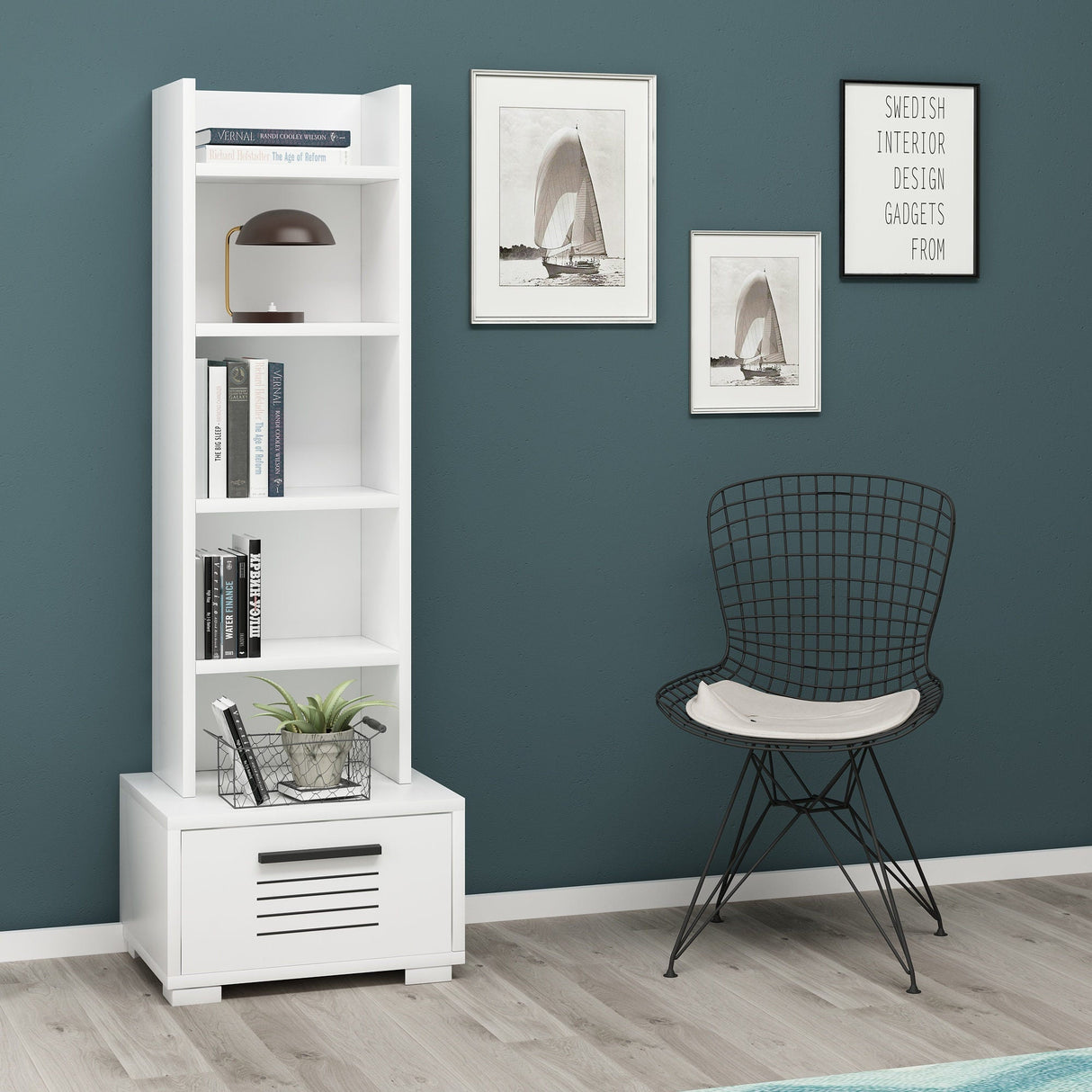 Bibliotecă Dawn, Diverse culori, 35x26x152 cm - Alb | SKU: 475OLV2109 | Bibliotecă Dawn, 35x26x152 cm, varianta Alb, produs pentru amenajarea locuinței, disponibil online în România la CasaMob