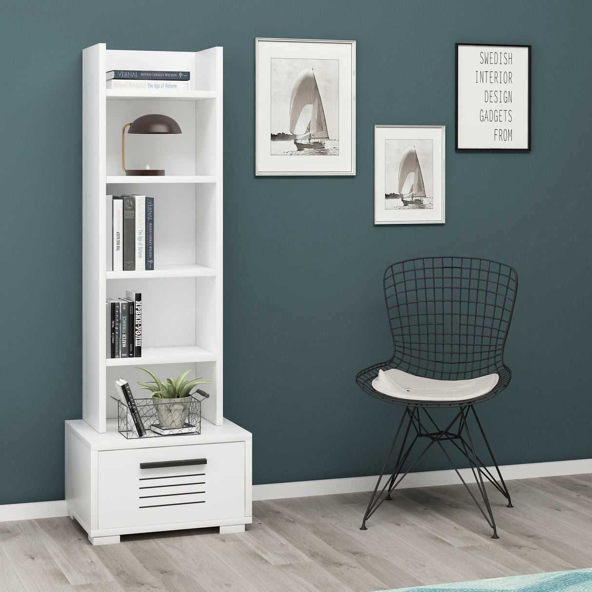Bibliotecă Dawn, Diverse culori, 35x26x152 cm - Alb | SKU: 475OLV2109 | Bibliotecă Dawn, 35x26x152 cm, varianta Alb, produs pentru amenajarea locuinței, disponibil online în România la CasaMob