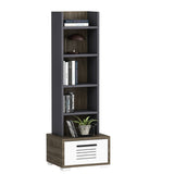 Bibliotecă Dawn, Diverse culori, 35x26x152 cm - Nuc - Alb - Antracit | SKU: 475OLV2110 | Bibliotecă Dawn, 35x26x152 cm, varianta Nuc - Alb - Antracit, produs pentru amenajarea locuinței, disponibil online în România la CasaMob