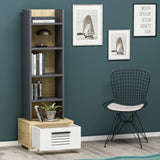 Bibliotecă Dawn, Diverse culori, 35x26x152 cm - Stejar safir - Alb - Antracit | SKU: 475OLV2111 | Bibliotecă Dawn, 35x26x152 cm, varianta Stejar safir - Alb - Antracit, produs pentru amenajarea locuinței, disponibil online în România la CasaMob