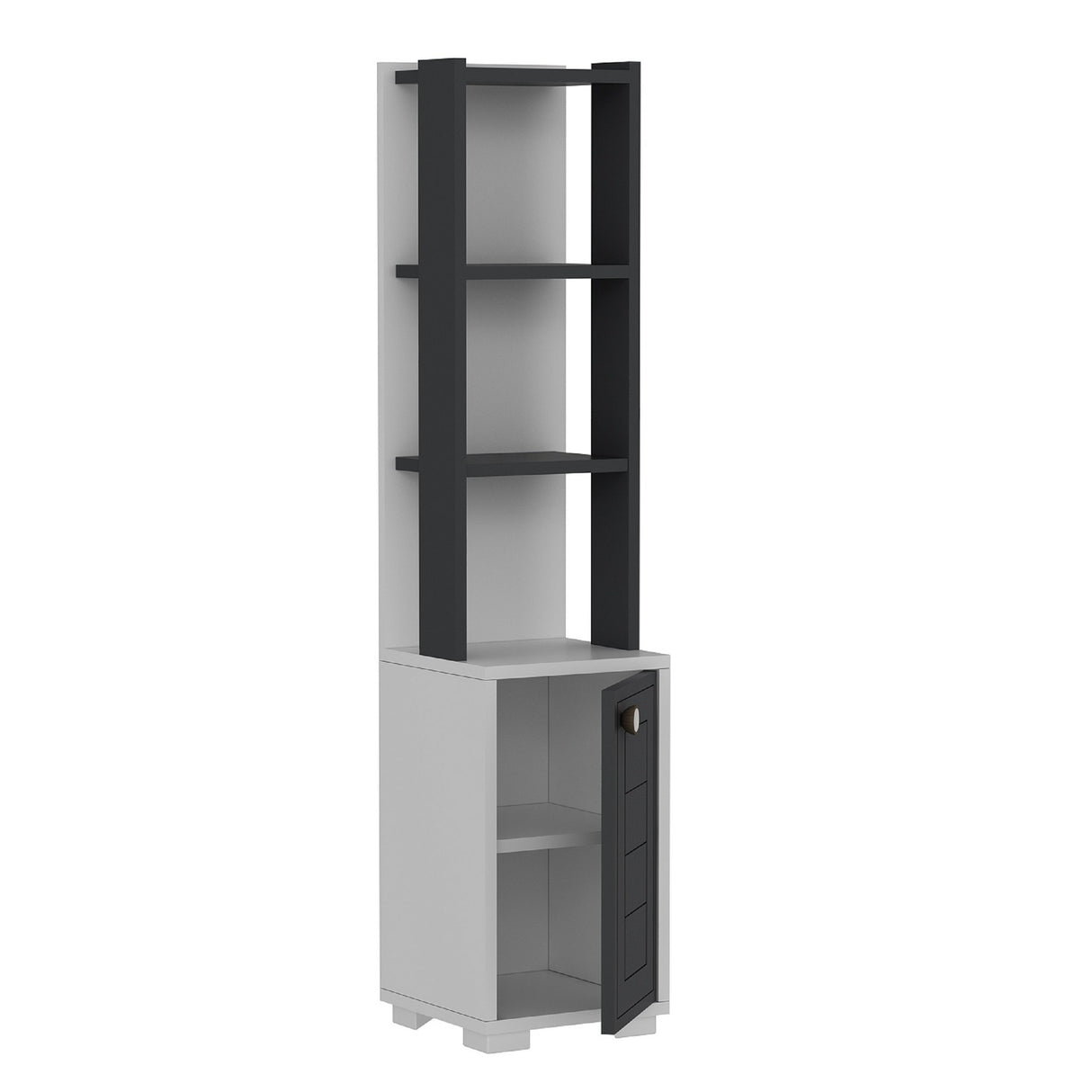 Bibliotecă Anka, Diverse culori, 30x22x135 cm - Alb - Antracit | SKU: 475OLV2112 | Bibliotecă Anka, 30x22x135 cm, varianta Alb - Antracit, produs pentru amenajarea locuinței, disponibil online în România la CasaMob