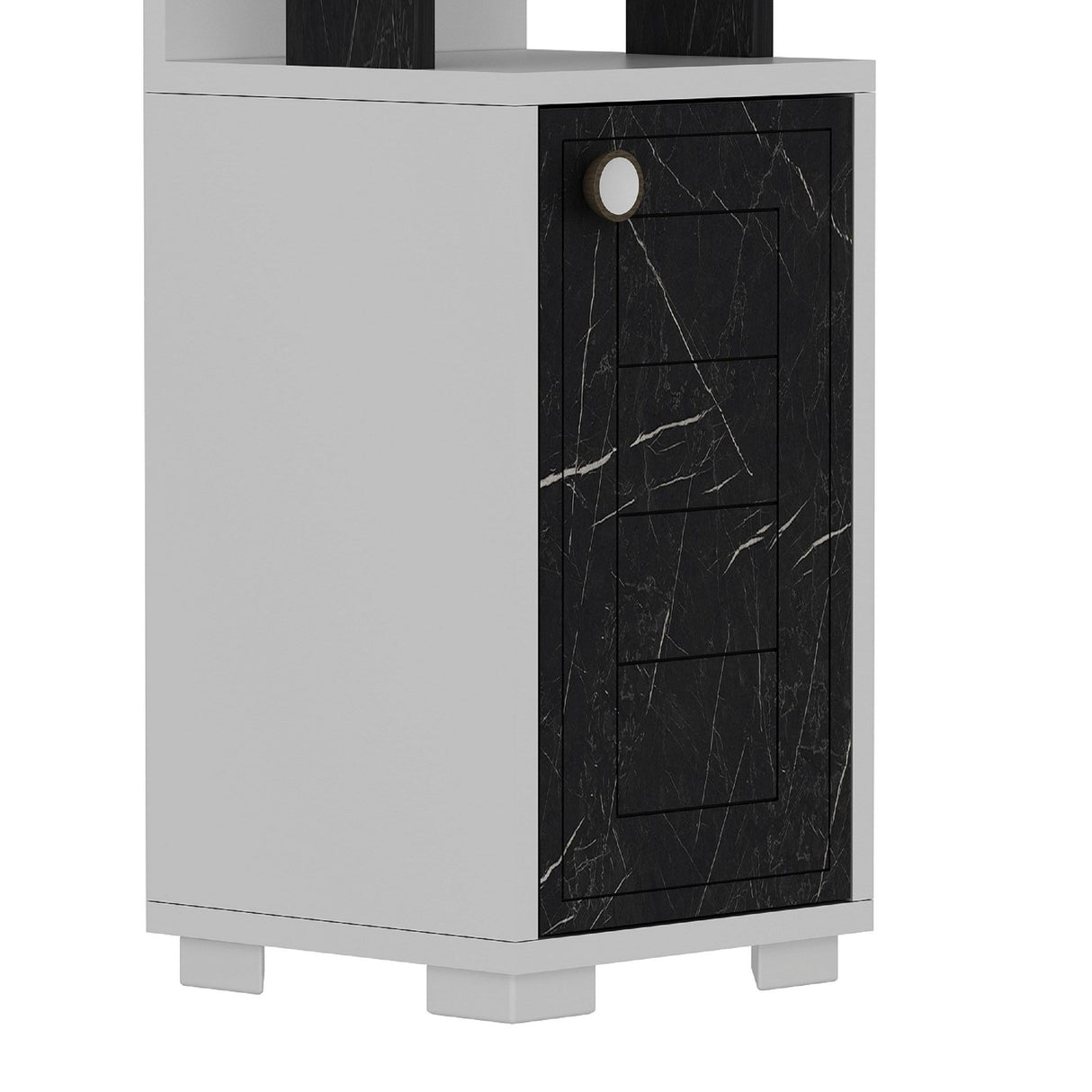 Bibliotecă Anka, Diverse culori, 30x22x135 cm - Alb - Black marble | SKU: 475OLV2115 | Bibliotecă Anka, 30x22x135 cm, varianta Alb - Black marble, produs pentru amenajarea locuinței, disponibil online în România la CasaMob