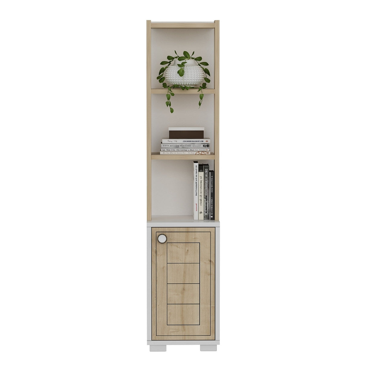 Bibliotecă Anka, Diverse culori, 30x22x135 cm - Alb - Stejar safir | SKU: 475OLV2116 | Bibliotecă Anka, 30x22x135 cm, varianta Alb - Stejar safir, produs pentru amenajarea locuinței, disponibil online în România la CasaMob