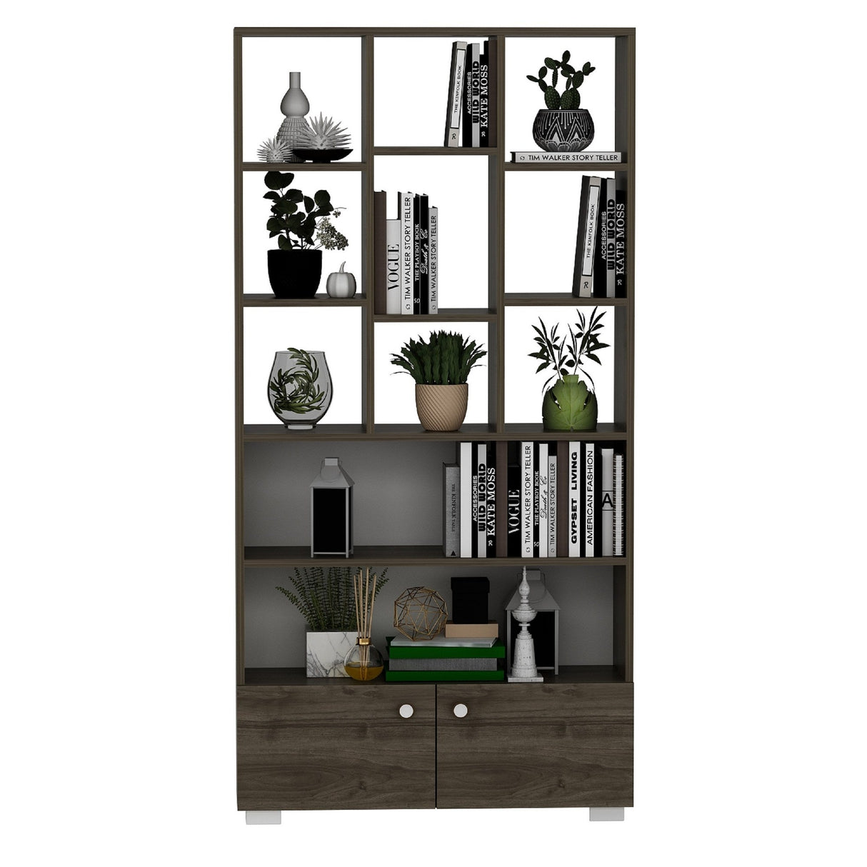Bibliotecă Penguen, Diverse culori, 94x30x187 cm - Nuc | SKU: 475OLV2125 | Bibliotecă Penguen, 94x30x187 cm, varianta Nuc, produs pentru amenajarea locuinței, disponibil online în România la CasaMob