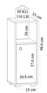 Dulap de baie Ahu, Diverse culori, 35x35x99 cm - Alb - Stejar safir | SKU: 475OLV2401 | Dulap de baie Ahu, 35x35x99 cm, varianta Alb - Stejar safir, produs pentru amenajarea locuinței, disponibil online în România la CasaMob