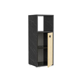 Dulap de baie Ahu, Diverse culori, 35x35x99 cm - Negru - Marble - Stejar safir | SKU: 475OLV2403 | Dulap de baie Ahu, 35x35x99 cm, varianta Negru - Marble - Stejar safir, produs pentru amenajarea locuinței, disponibil online în România la CasaMob