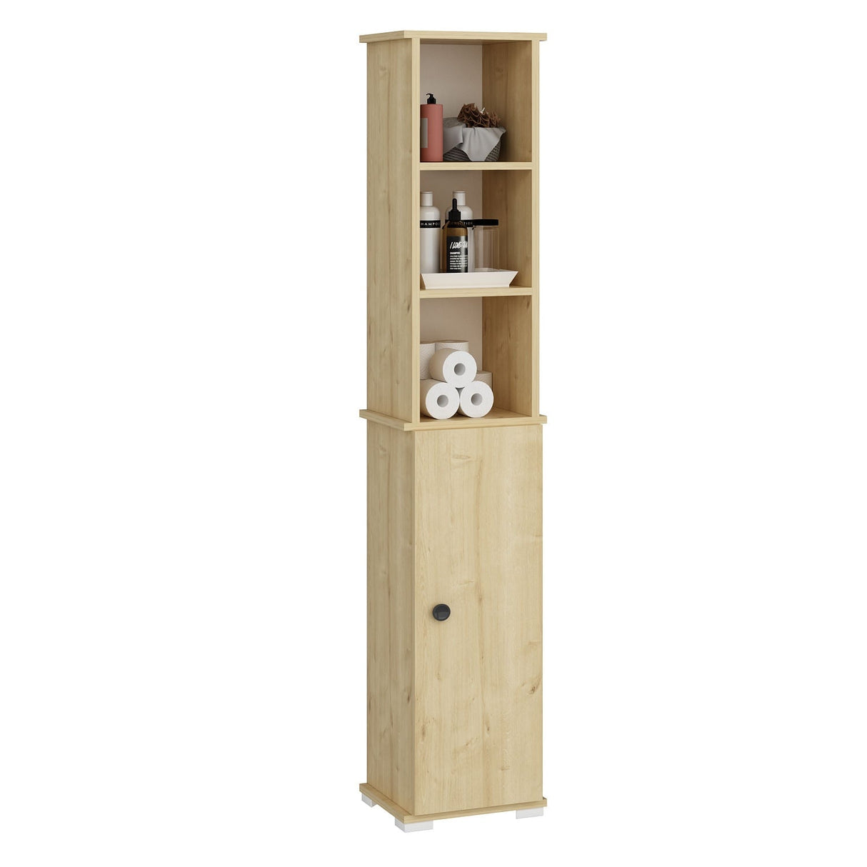 Dulap de baie Niles, Diverse culori, 33x35x188 cm - Stejar safir | SKU: 475OLV2411 | Dulap de baie Niles, 33x35x188 cm, varianta Stejar safir, produs pentru amenajarea locuinței, disponibil online în România la CasaMob