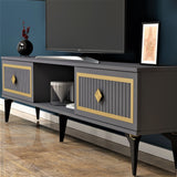 Comodă TV Nil, Diverse culori, 150x30x45 cm - Antracit - Auriu | SKU: 475OLV2637 | Comodă TV Nil, 150x30x45 cm, varianta Antracit - Auriu, produs pentru amenajarea locuinței, disponibil online în România la CasaMob