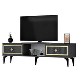 Comodă TV Nil, Diverse culori, 150x30x45 cm - Antracit - Auriu | SKU: 475OLV2637 | Comodă TV Nil, 150x30x45 cm, varianta Antracit - Auriu, produs pentru amenajarea locuinței, disponibil online în România la CasaMob