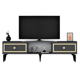 Comodă TV Nil, Diverse culori, 150x30x45 cm - Antracit - Auriu | SKU: 475OLV2637 | Comodă TV Nil, 150x30x45 cm, varianta Antracit - Auriu, produs pentru amenajarea locuinței, disponibil online în România la CasaMob