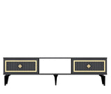 Comodă TV Nil, Diverse culori, 150x30x45 cm - Antracit - Auriu | SKU: 475OLV2637 | Comodă TV Nil, 150x30x45 cm, varianta Antracit - Auriu, produs pentru amenajarea locuinței, disponibil online în România la CasaMob