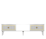 Comodă TV Nil, Diverse culori, 150x30x45 cm - Alb - Auriu | SKU: 475OLV2639 | Comodă TV Nil, 150x30x45 cm, varianta Alb - Auriu, produs pentru amenajarea locuinței, disponibil online în România la CasaMob